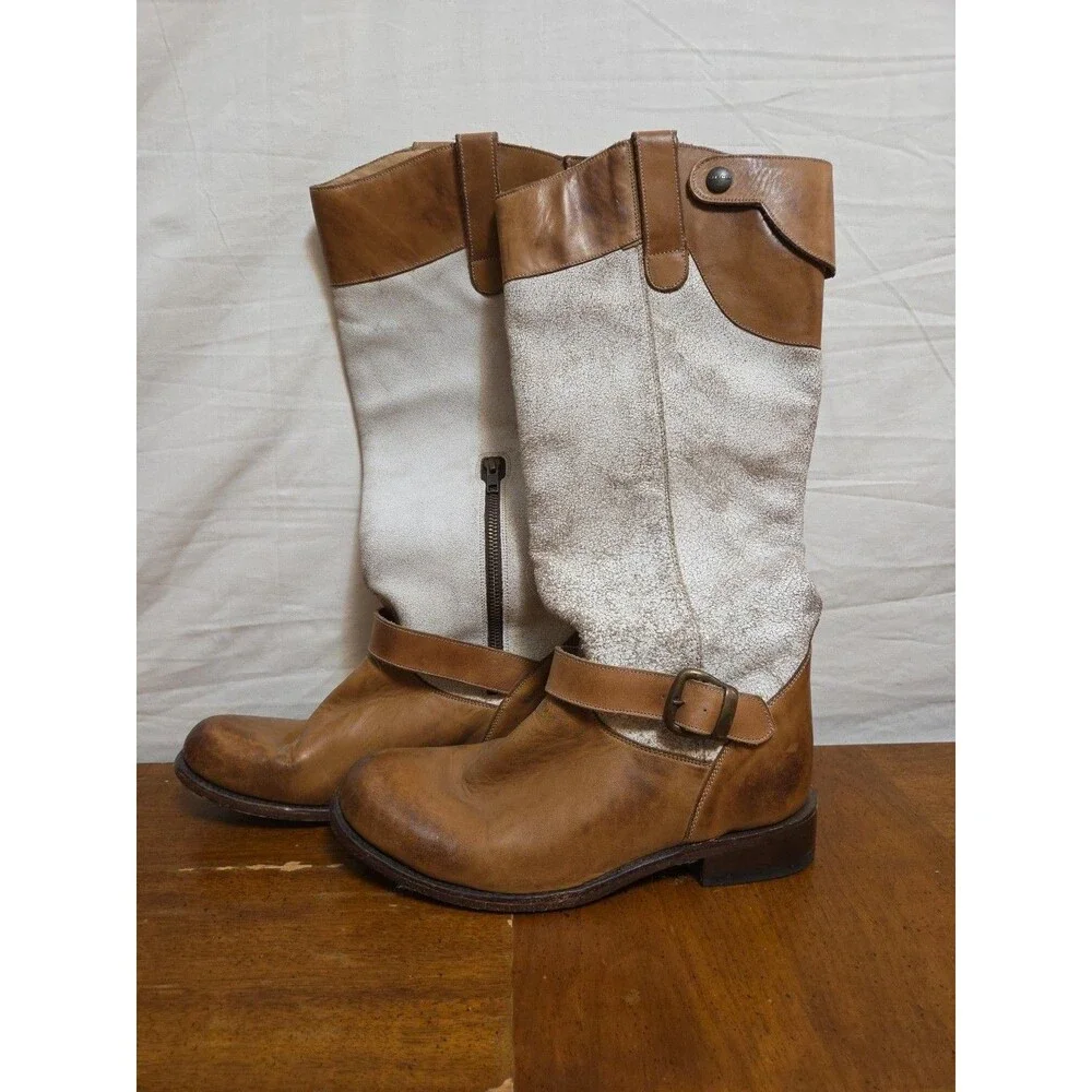 Stetson Women's Mia Western Boots Brown White Leather Size 9.5